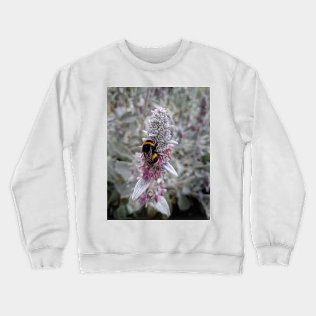 Bumblebee on Lambs Ear Flower Crewneck Sweatshirt by MitaDreamDesign